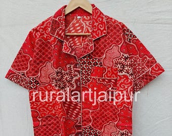 Block Print Cotton Pajama Set, Personalized Sleepwear