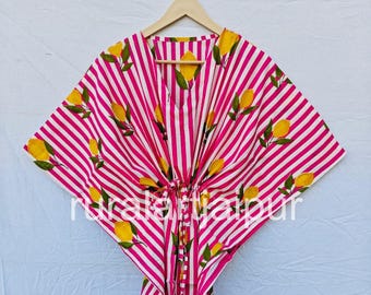 Handmade Cotton Kaftan Maxi, Indian Beach Cover Up