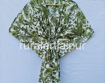 Hand Block Print Cotton Caftan: Bohemian Resort Loungewear