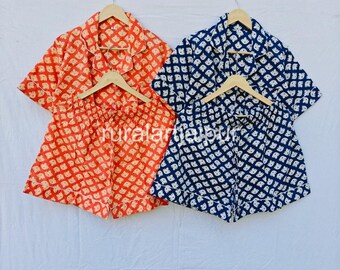 100% Cotton Block Print Pajama Set, Bridal Party Sleepwear