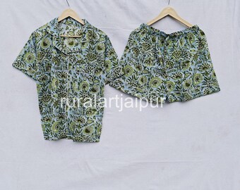 Floral Cotton Short Pajama Set, Sleepwear