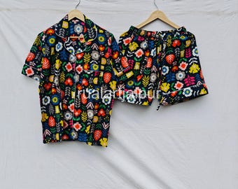 Floral Cotton Short Pajama Set, Bridesmaid Gift