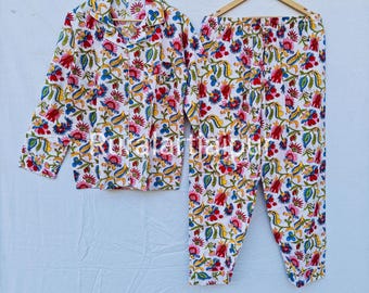 Floral Cotton Pajama Set, Bridesmaid Gift, Personalized Pajamas