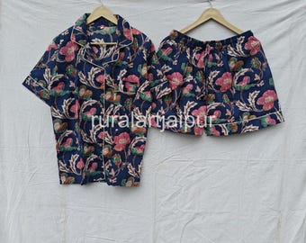 Floral Cotton Pajama Short Set, Bridesmaid Sleepwear