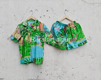 Floral Cotton Pajama Set, Personalized Bridal Party Summer Pajamas