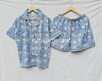 Cotton Pajama Set: Block Print Women's Sleepwear