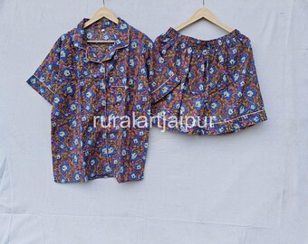 Printed Cotton Short Pajama Set, Bridesmaid Gift