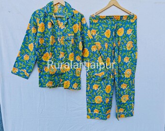 Floral Cotton Pajama Set, Long Sleeve Bridal PJs