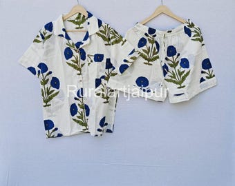 Block Print Cotton Short Pajama Set: Bridal Gift