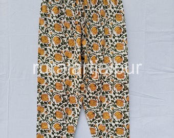 Floral Indian Cotton Pajama Pants, Bridal Sleepwear