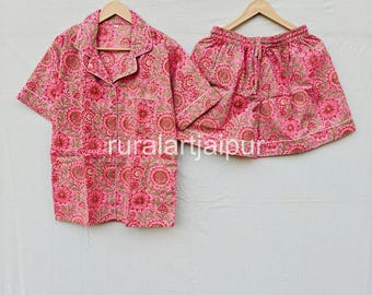 Floral Cotton Pajama Short Set, Bridesmaid Gift
