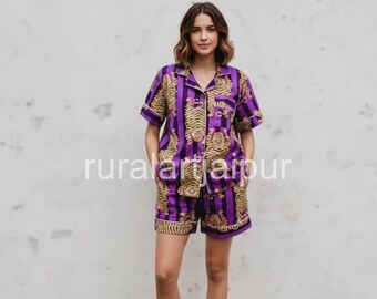 Striped Tiger Bridesmaid Pajama Set: 100% Cotton Short PJs