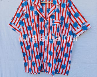 100% Cotton Striped Pajama Set, Bridesmaid Sleepwear, Women's Short Set