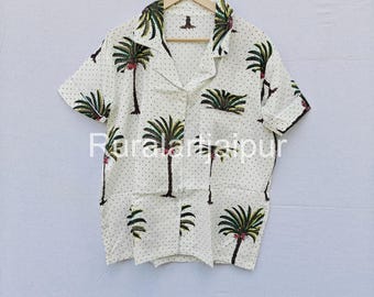 Personalized Cotton Bridal Pajama Set, Palm Print Wedding Outfit