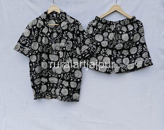 Handmade Floral Cotton Pajama Set: Soft Short PJs, Bridal Gift