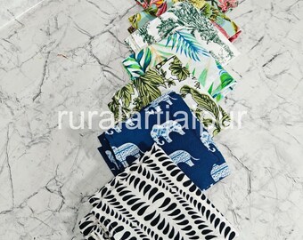 Handblock Cotton Dinner Napkins: Assorted Prints, Eco-Friendly
