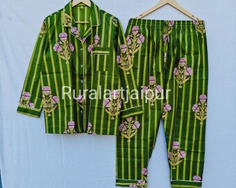 Personalized Bridesmaid Pajama Set, Indian Cotton PJs