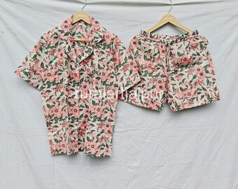 Cotton Bridesmaid Pajama Short Set, Floral Bridal Party Gift