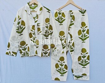 Floral 100% Cotton Pajama Set, Women's Night Suit