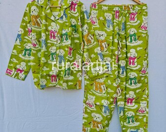 Hand Made Cotton Pajama Set, Women's Dress, Sleepwear, Nightwear, Bridal Pajama, Gift For Her