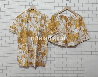 Jungle Print Cotton Pajama Set, Bridal Bridesmaid Gift