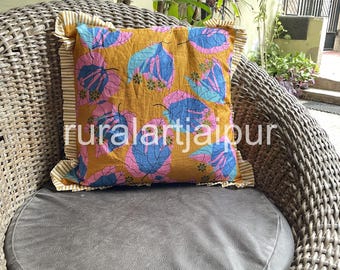 Hand Block Print Cotton Pillow Cover: Indian Decor