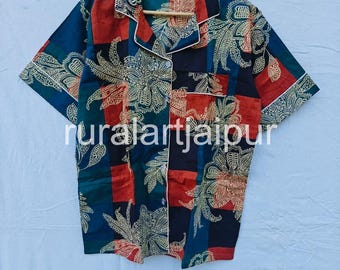 100% Cotton Hand Block Print PJ Set, Boho Floral Loungewear, Women's Summer Sleepwear