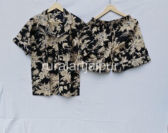 100% Cotton Floral Short Sleeve Pajama Set: Bridesmaid Loungewear