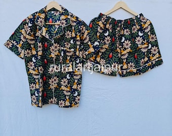 Cotton Bunny Pajama Set, Women's Short Night Suit