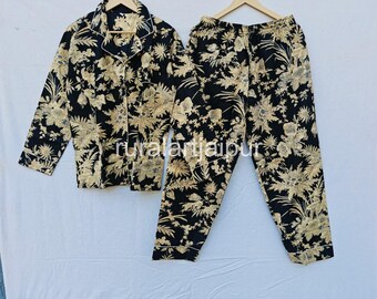 Floral Cotton Pajama Set, Bridesmaid Gift, Personalized Sleepwear