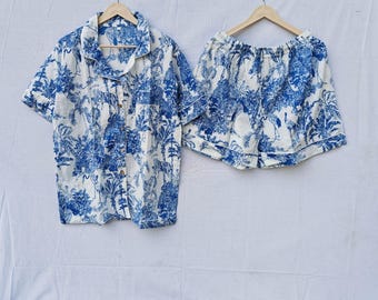 Indian Cotton Short Pajama Set: Bridal Party PJs