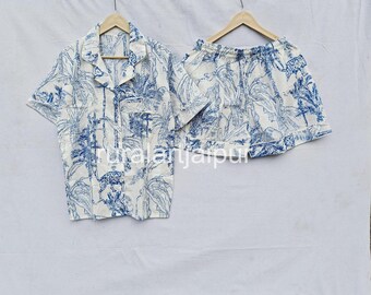 Cotton Short Pajama Set: Jungle Print Bridesmaid Pajamas