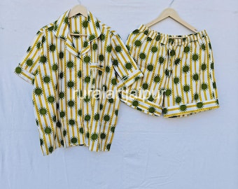 100% Cotton Hand Block Print Pajama Set, Bridal Party Sleepwear