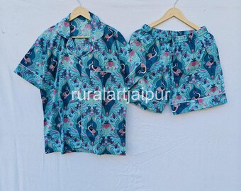 Personalized Cotton Short Pajama Set, Bridesmaid Bridal Party Gift