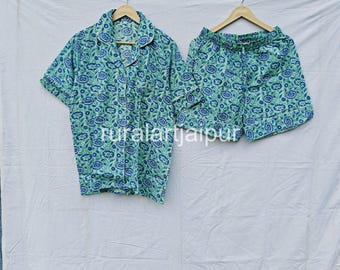 Floral Cotton Pajama Set, Short Sleeve Sleepwear