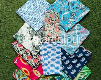 Handmade Cotton Dinner Napkins: Assorted Prints, Rustic Charm