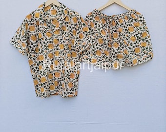 Block Print Cotton Pajama Set: Indian Handmade Sleepwear