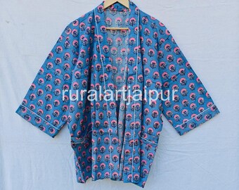 Floral Cotton Kimono Robe: Indian Print Bridal Party Gift