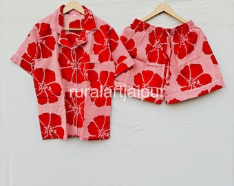 Block Printed Cotton Pajama Set: Indian Night Wear