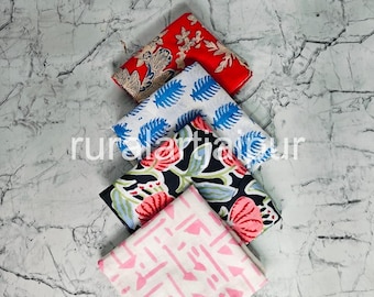 Handmade Floral Print Cotton Napkins: Indian Decor, Eco-Friendly