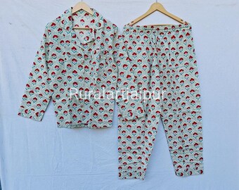 Cotton Bridesmaid Pajamas with Floral Print, Bridal Party Gifts