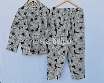 Indian Floral Print Cotton Pajama Set