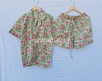 Floral 100% Cotton Pajama Short Set, Bridesmaid Gift