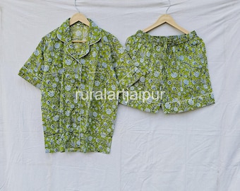 Floral Cotton Pajama Set, Bridesmaid Gift, Summer Loungewear