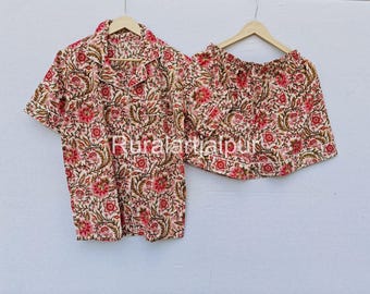 Floral Print Cotton Pajama Set