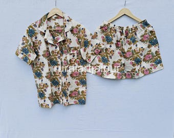 Floral Cotton Short Pajama Set: Bridesmaid PJs Loungewear