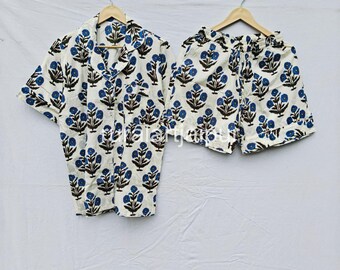 Floral Cotton Short Pajama Set, Bridal Pajamas, Personalized Gift