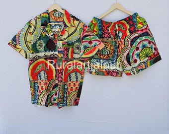 Hand Block Printed Cotton Pajama Set: Bridal Sleepwear