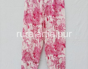 Cotton Boho Trousers: Women's Elastic Waist Plus Size Spring Pants