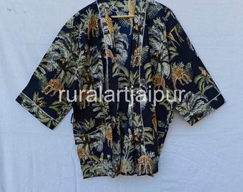 Personalized Cotton Kimono Robe: Indian Print Bridal Party Gift